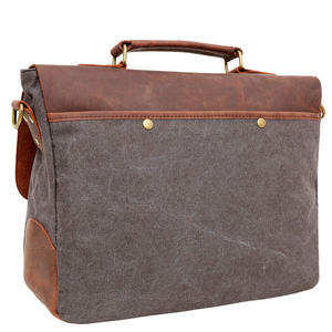 Bolso Bandolera para Hombre, Estilo Vintage, Lona y Cuero Genuino, para Portátil de 14 Pulgadas - Product Image 3