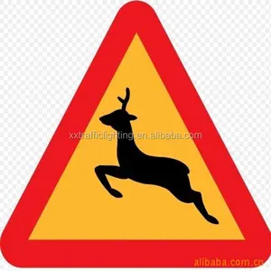 Italian aluminum road sign warning of wild animals