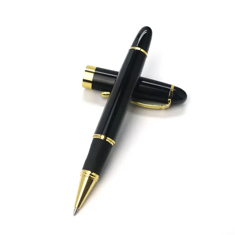 כרית הדפסת לוגו עט כדורי עיתונות מתכת רולר עטי משרד מתנה עט דיו שחור מילוי כחול 0.5mm 0.7mm