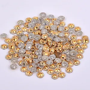 Metallic colors flower shape flat back resin rhinestones