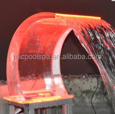 Colorful LED Light Acrylic Pool Waterfall Fountains Stylish Swimming Pool Lights