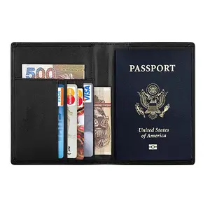 卡钱包定制多功能个性化 RFID 封锁真皮护照夹钱包旅行钱包超薄箱