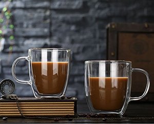 Taza de vidrio de borosilicato de doble pared resistente al calor, con tapa de bambú para té, Latte, leche, <span class=keywords><strong>cerveza</strong></span> y zumo - Product Image 5