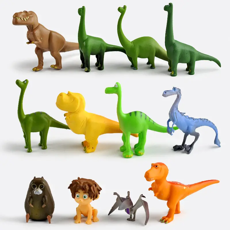 (가장 뜨거운) 좋은 공룡 액션 피규어, 12pcs 드래곤 입상 인형, 리비 벅 Arlo PVC 장난감 어린이 파티 장식