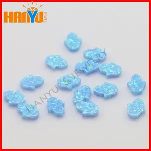 8*10mm op#06 bleu azur de synthèse d'opale hamsa/main opale avec trou latéral