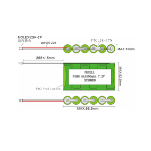 공장 가격 nimh 배터리 팩 7.2v AA1500mAh 함께 MOLEX5264-2P 모델 커넥터 7.2V 배터리 팩 - Product Image 3