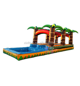 Défi de glissement d'eau <span class=keywords><strong>gonflable</strong></span> de palmier, <span class=keywords><strong>toboggan</strong></span> <span class=keywords><strong>gonflable</strong></span> d'été avec piscine pour la fête d'arrière-cour d'enfants - Product Image 1