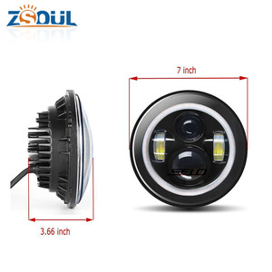 Ronda 7 "LED faro negro con alta baja haz 7 faro con Halo blanco para 97-15 <span class=keywords><strong>Jeep</strong></span> wrangler Harley grand <span class=keywords><strong>cherokee</strong></span> - Product Image 4
