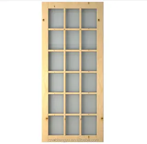 Solid wooden glass interior sliding barn door slab with hardware /lite flat top knotty unfinished glazed wood sliding door