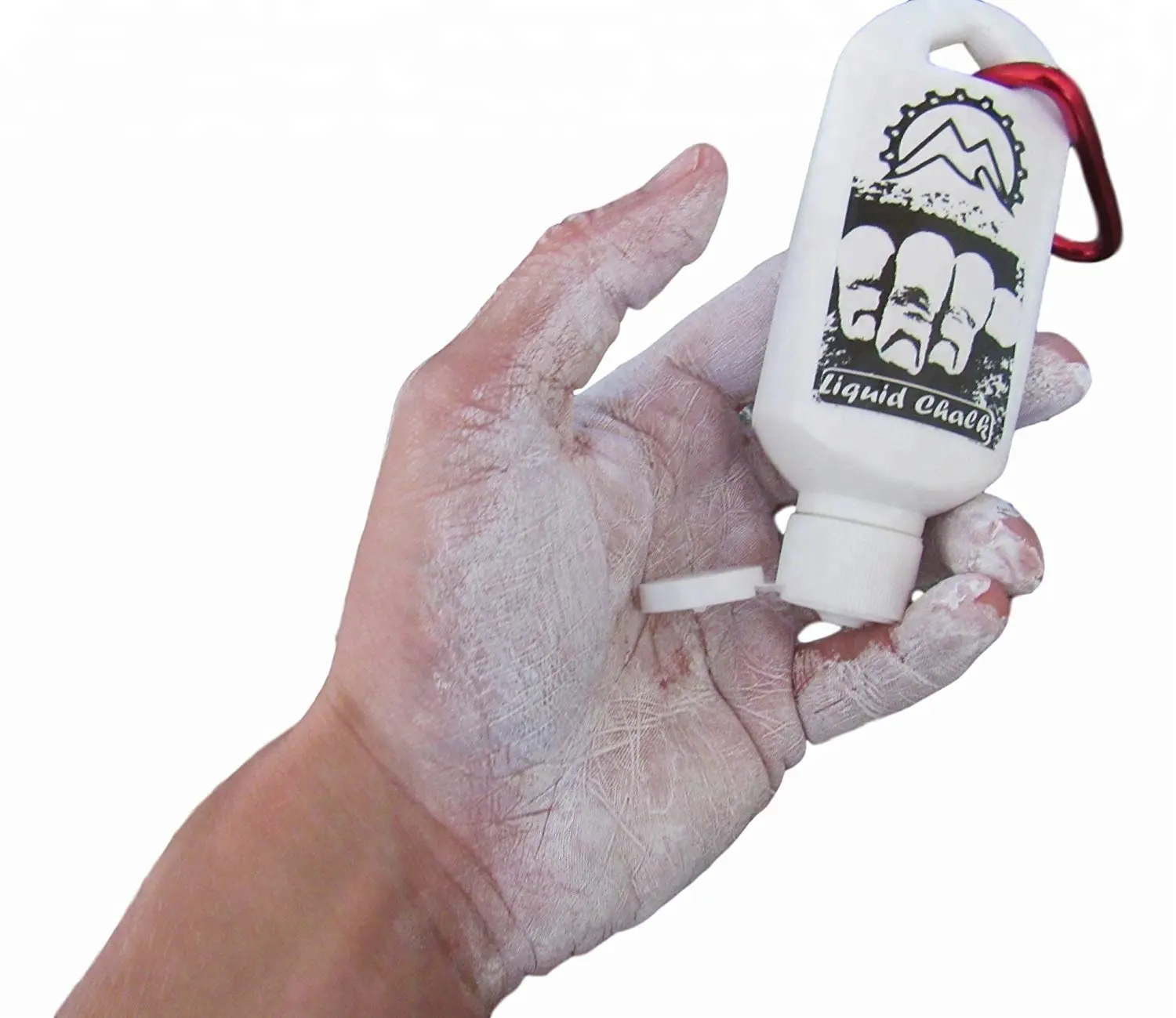 Mosher Mountain Gear 50 ML White Liquid Gym Chalk Hand Grip - With BONUS Carabiner Clip
