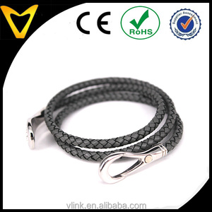 Pulsera de cuero trenzado para hombre y mujer, brazalete de surfista, brazalete largo de cuero, joyería de moda, pulseras de hip hop - Product Image 4