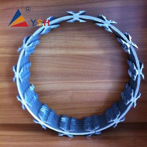 Hebei มีดโกนเหล็กม้วนเส้นผ่านศูนย์กลาง500มม., มีดโกน conctina แบบ single/CROSS Type ysh ลวดเหล็ก<span class=keywords><strong>ลวดหนาม</strong></span> - Product Image 3