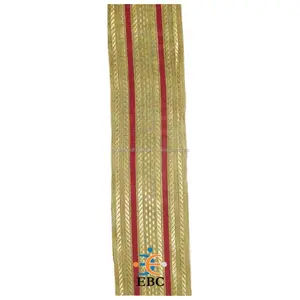 حزام دانتيل على شكل جدائل باللون الأحمر الذهبي بسعر الجملة, حزام دانتيل على شكل جدائل بتصميم فرنسي مخصص ، مع أربطة جدائل من مايلر ، حزام من الدانتيل للمناسبات