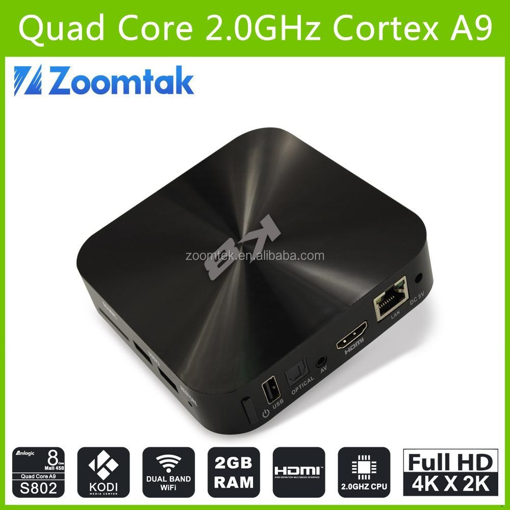 Amlogic S802 quad core android tv box malasia con kodi 14.2 preinstalado 2 G / 8 G