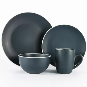 matte black classic ceramic dinnerware set tableware