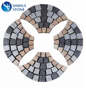Adoquines en forma de <span class=keywords><strong>ventilador</strong></span> de granito, piedra de pavimentación entrelazada de granito gris tumbado, Cubo de adoquines - Product Image 5