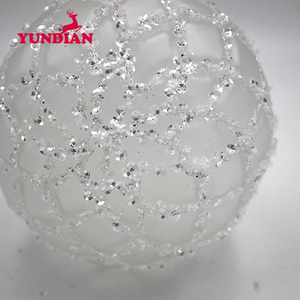 Nhà Máy Bán Buôn Hand Made Trắng Frosted Glitter Đính Cườm Cây Giáng Sinh Glass Bóng Đồ Trang Trí Đối Với Trang Chủ Wedding Party Trang Trí - Product Image 5