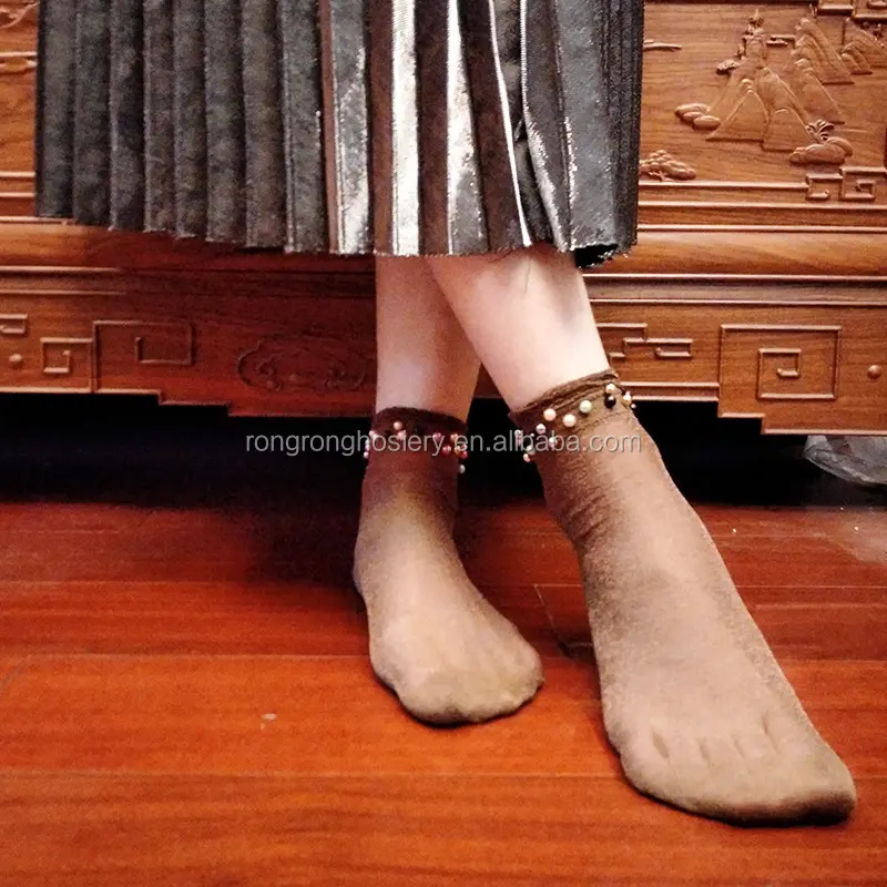 Fashion design girls trouser socks cute ankle socks with beads
