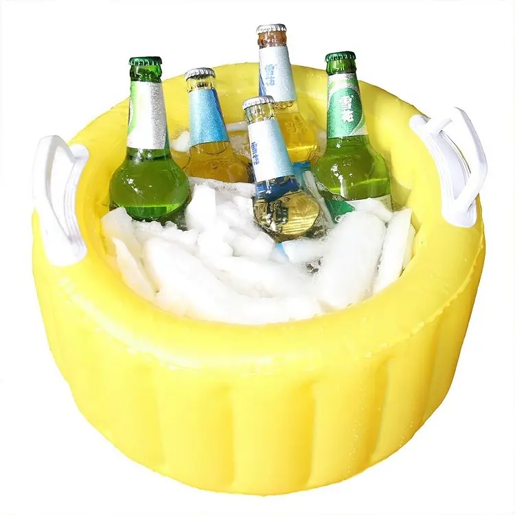 Resfriador de gelo inflável ecológico, balde de bebida flutuante de pvc portátil para festa na piscina