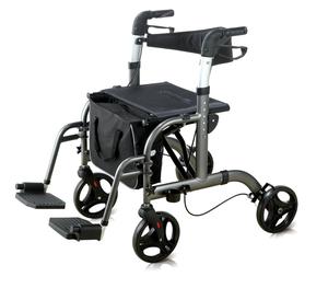 4 <span class=keywords><strong>ruedas</strong></span> de aluminio de transporte silla rollator <span class=keywords><strong>con</strong></span> reposapiés y bolsa de compras - Product Image 1