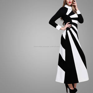 Dernières Dames Arabes Hijab De Mode Conception Musulmane Islamique Vêtements Rayé Dubaï Abaya Collection Femmes Robe de Soirée - Product Image 5