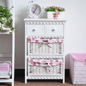 Panier blanc en bois commode chambre minable tables de chevet salle de bain meubles de rangement armoires de salon - Product Image 3