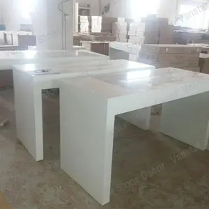 Tampo Da Mesa De Pedra Artificial branco 8 Monolugares Tamanho Longo