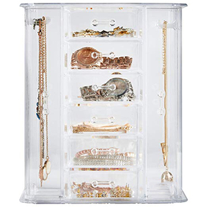 Claro acrílico joyería organizador pecho/MAQUILLAJE caja <span class=keywords><strong>de</strong></span> almacenamiento con 6 cajones y colgante collar titular - Product Image 6