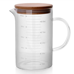 Verre borosilicate à haute teneur en bois, tasse de mesure pour four à micro-ondes, avec couvercles en bois, 350ml, 500ml, 1000ml - Product Image 2