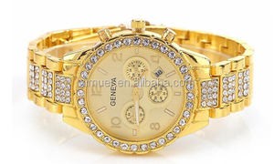 Reloj de Pulsera para Hombre Alli <span class=keywords><strong>Baba</strong></span> Com, Reloj de Ginebra con Pedrería, Reloj de Pulsera Dorado - Product Image 5