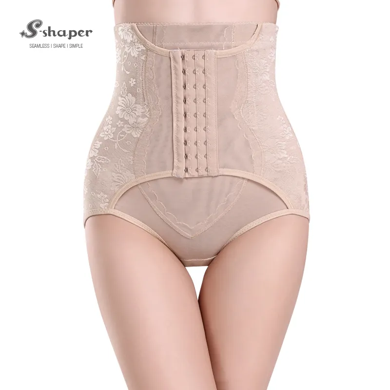 S-SHAPER Front Lace Up Back Support Corset Body Shapers,Fat Women Nylon Panties