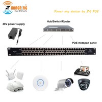 Panneau de raccordement pour réseau Ethernet RJ45 1U, montage sur rack 24 ports, 100 mb/s, injecteur POE passif