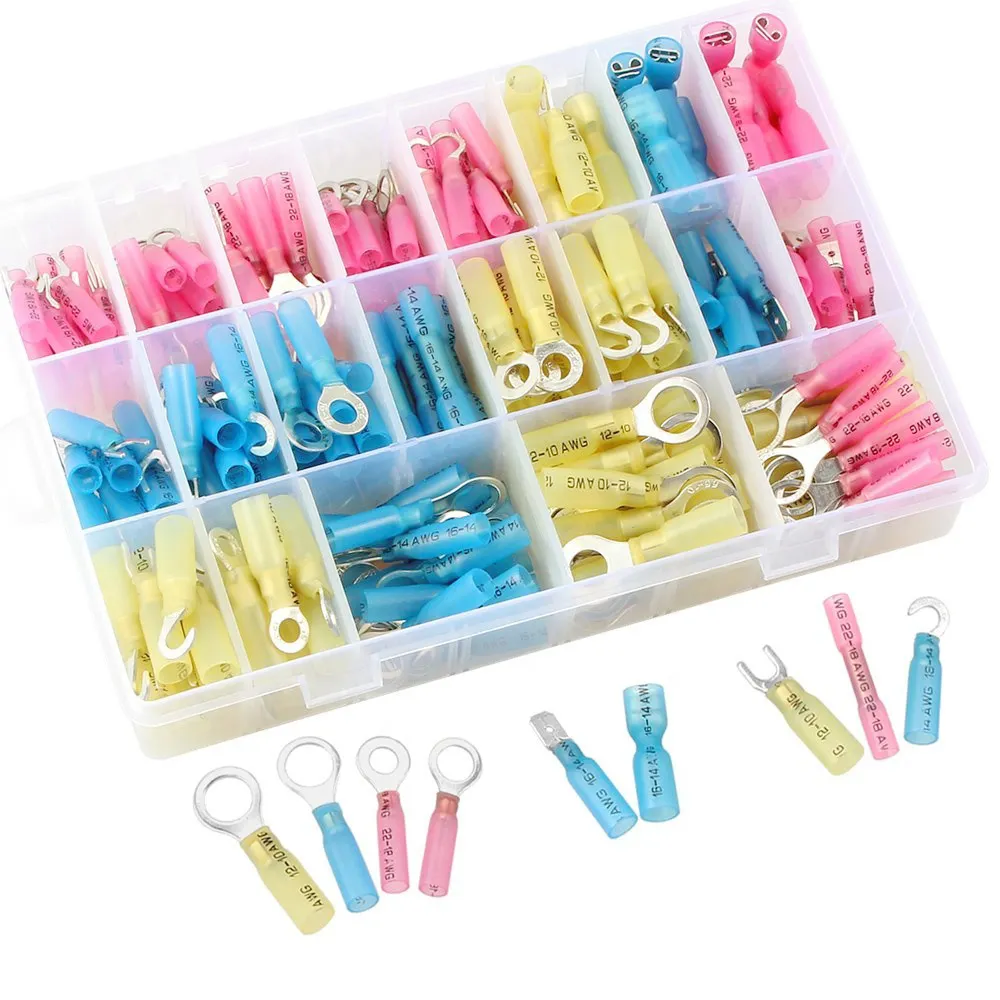 270Pcs Heat Shrink Wire Connectors Kit Insulated Waterproof Heat Shrink Wire Ring Terminal Kit