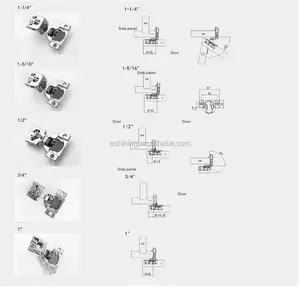 Bisagra de cierre suave ajustable Bisagra para muebles Tipo americano 3D Industrial 14-26mm 10,9mm 105 grados 35mm 2mm Bisagra de marco frontal