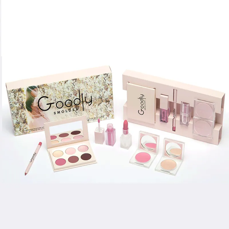 ODM OEM Makeup Pernikahan dengan Ini Menakjubkan Bibir Lip Gloss Stick dan Eye Shadow Enam Bagian Satu Set Make Up Set