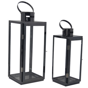 Decorazione di cerimonia nuziale di Metallo Nero di Alta Qualità Lucido Decorativo Candela di Vetro In Acciaio Inox <span class=keywords><strong>Giardino</strong></span> Lanterna - Product Image 3