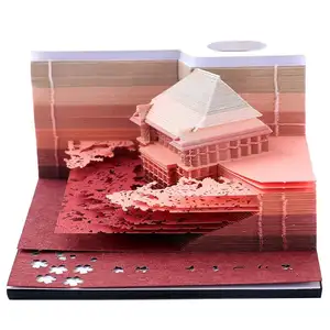 Shenzhen Factory Direct Selling Personalized Post Notes 3D Memo Pad Laser Cut Art Block Kyoto kiyomizu temple Design 150sheet