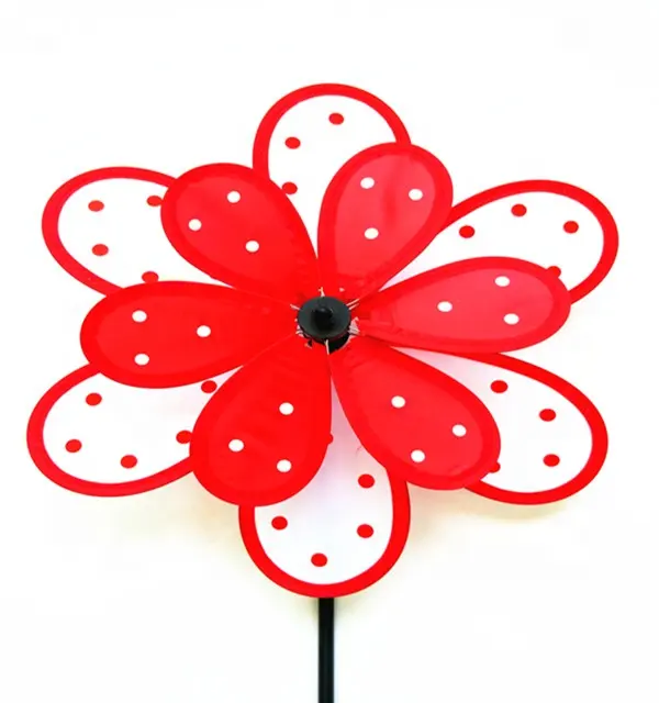 Supplier polyester garden windmill pinwheel stick flower wind spinners