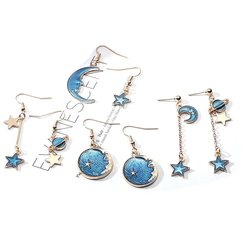 Girl's Fashion Jewelry Drop Earrings Blue Sky Universal Moon Jewelry Earring