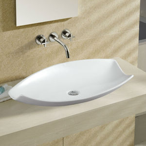 Lavabos de Cerámica Blancos Ovalados para Baño, Lavabo de Encimera - Product Image 2