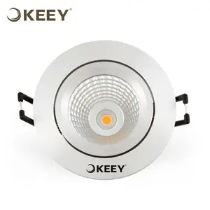 Keey-luz descendente led de techo ajustable, Ultra delgada, redonda, Plata cepillada, 6w, cob, 2022