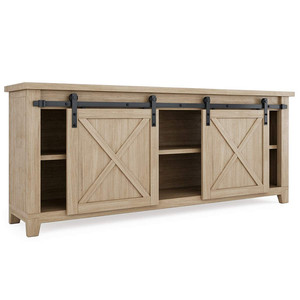 <strong>Mini</strong> Cabinet 6.6ft Double Door Sliding Barn Door Hardware for Cabinet <strong>TV</strong> <strong>Stand</strong> (Black) - Product Image 4