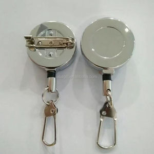 Circulaire chromé enrouleur rétractable en métal <span class=keywords><strong>porte</strong></span>-<span class=keywords><strong>carte</strong></span> D'IDENTITÉ <span class=keywords><strong>avec</strong></span> la corde en acier - Product Image 4