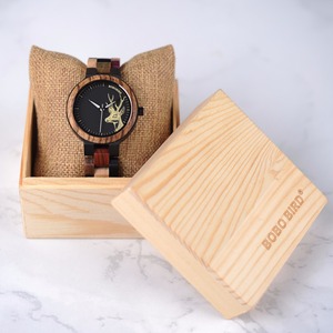Urgentorder jam tangan kayu multiwarna wanita, jam tangan wanita kayu permukaan jam kepala rusa 45mm Quartz pesona gaya mode - Product Image 3