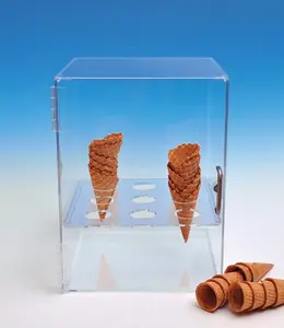 Clear Acrylic Waffle Cone Cabinet Storage Case Perspex Ice Cream Cone Display Box