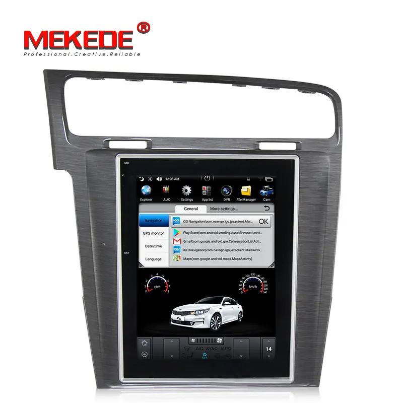 Mekede tesla px3 quad-core, android 7.1car player para vw golf 7 2013-com 2g ram + 32g rom navegação gps vídeo estéreo do carro