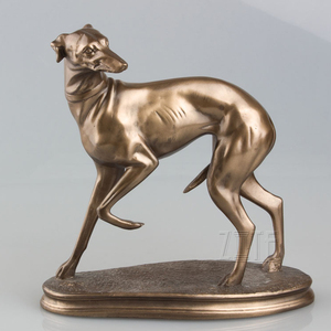 Goedkope yard animal sculptuur brons greyhound levensgrote hond standbeeld