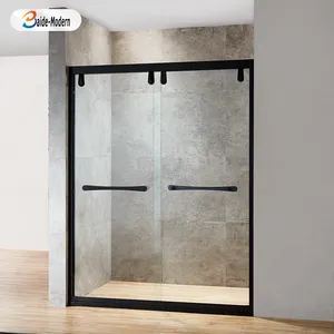 현대 간단한 임베디드 디자인 직사각형 모양의 스테인레스 스틸 프레임 욕실 방수 투명 유리 스크린 샤워 인클로저