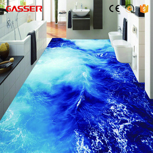Gasser Full Color UV Printed Decal Bathroom Tile Decorative 3D Floor Sticker Anti-slip <strong>Removable</strong> Self-adhesive <strong>Vinyl</strong> Promotional - Product Image 2