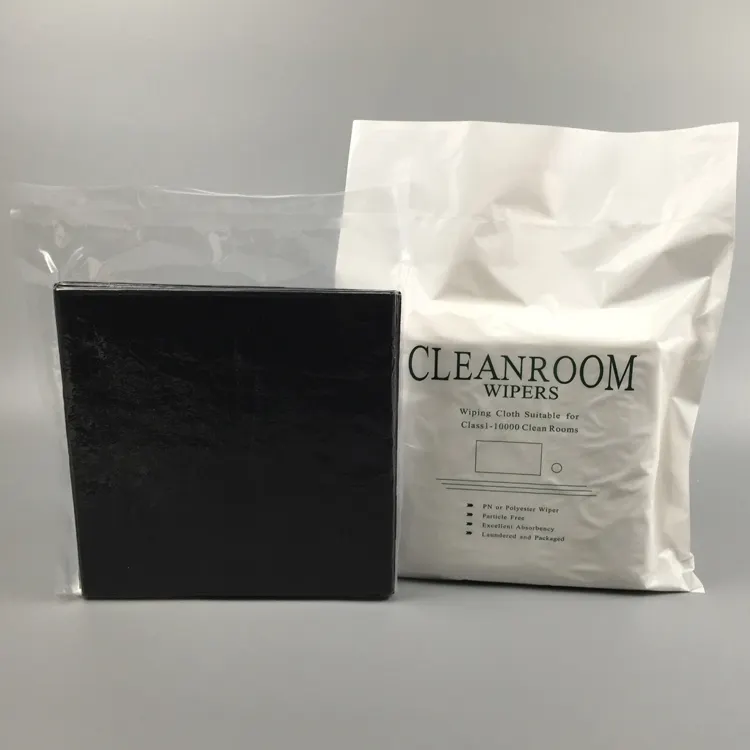 140gsm Lint ücretsiz % 100% polyester siyah sanayi temiz oda mendilleri 100 siyah örme lint ücretsiz esd cleanroom silecekleri